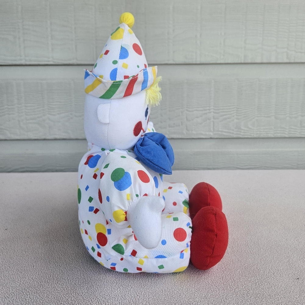 Eden Wind-Up Musical Circus Clown Plush 13" Vintage Stain White Multicolor - Picture 5 of 10